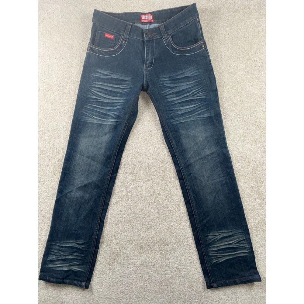 Levi's 518‎ Jeans Womens 27x27 Dark Blue Whiskering Denim Straight Leg Mid Rise